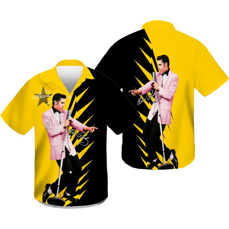 3d Elvis Presley Hawaiian Shirt, King Of Rock & Roll Hawaiian — Chemises décontractées pour hommes