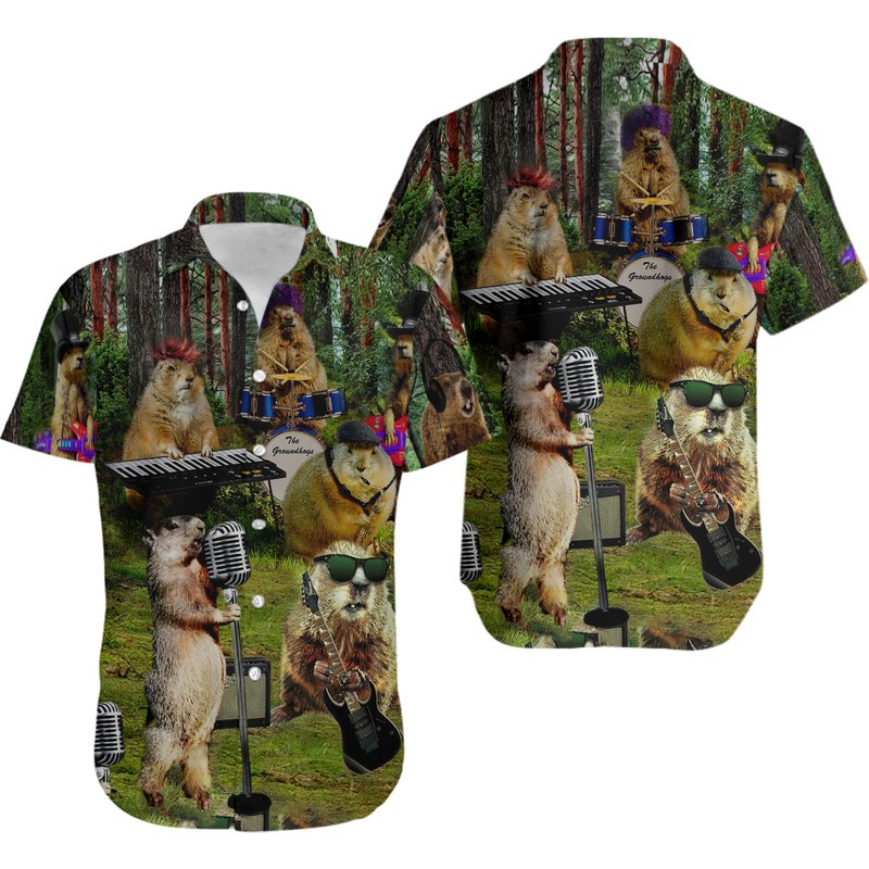 Feel Music Like Groundhogs Hawaiian Shirt — Chemises décontractées pour hommes