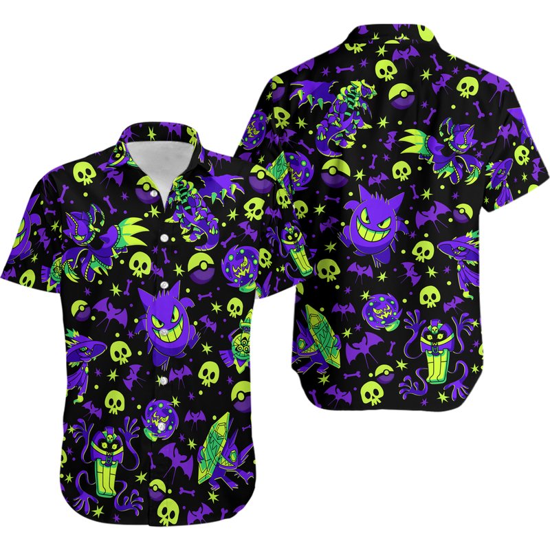 Purple Anime 3d Beach Hawaiian Shirt — Chemises décontractées pour hommes
