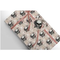 Pink Rose & Skull Gothic Wrapping Paper