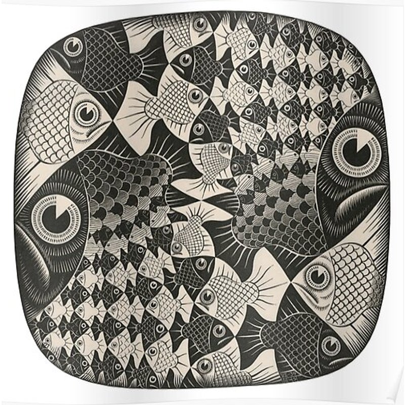 Escher - Fishes And Scales Premium Matte Vertical Poster — Posters & Prints
