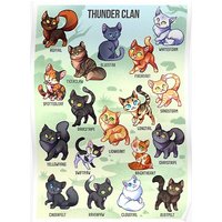 Thunder Clan Cats - Fireheart Bluestar Sandstorm Tigerclaw Graystripe Premium Matte Vertical Poster