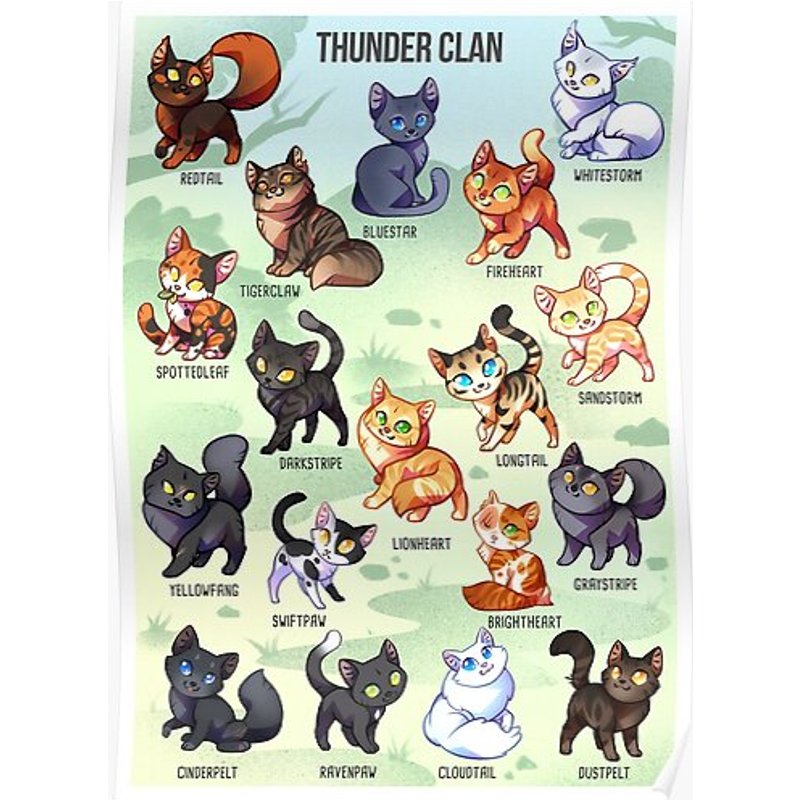 Thunder Clan Cats - Fireheart Bluestar Sandstorm Tigerclaw Graystripe Premium Matte Vertical Poster — Affiches et impressions