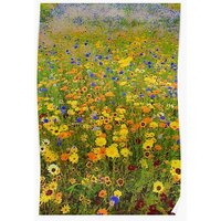 Field Of Yellow And Blue Flowers Premium Matte Vertical Poster — Affiches et impressions