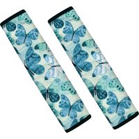 Teal Butterflies Seat Belt Covers — Housses de siège de voiture