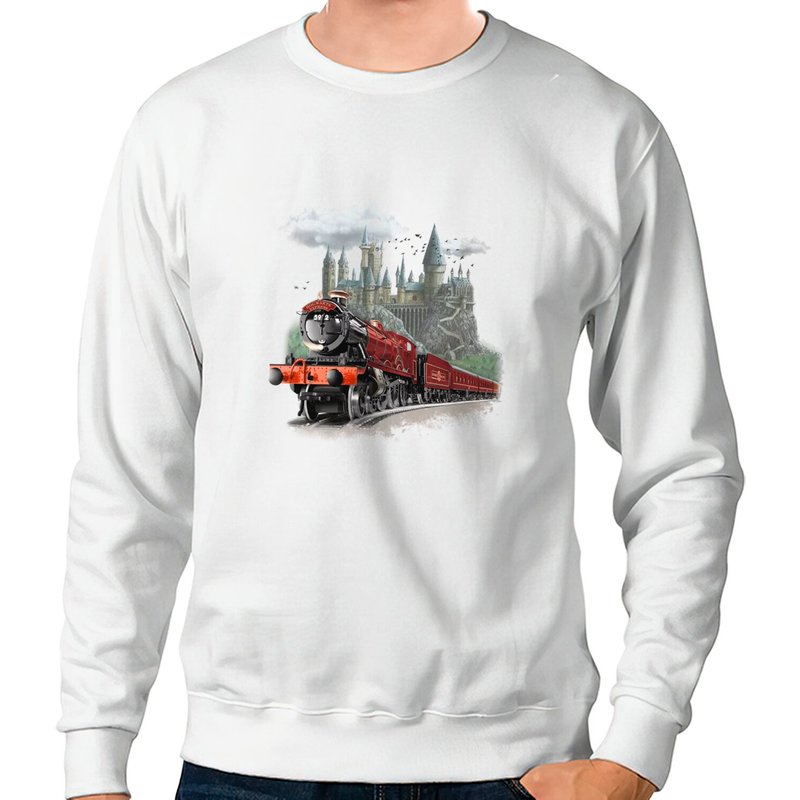 Vintage Wizard Express Sweatshirt, Potter Sweatshirt, Vintage Castle Sweatshirt — Sweats à capuche pour hommes