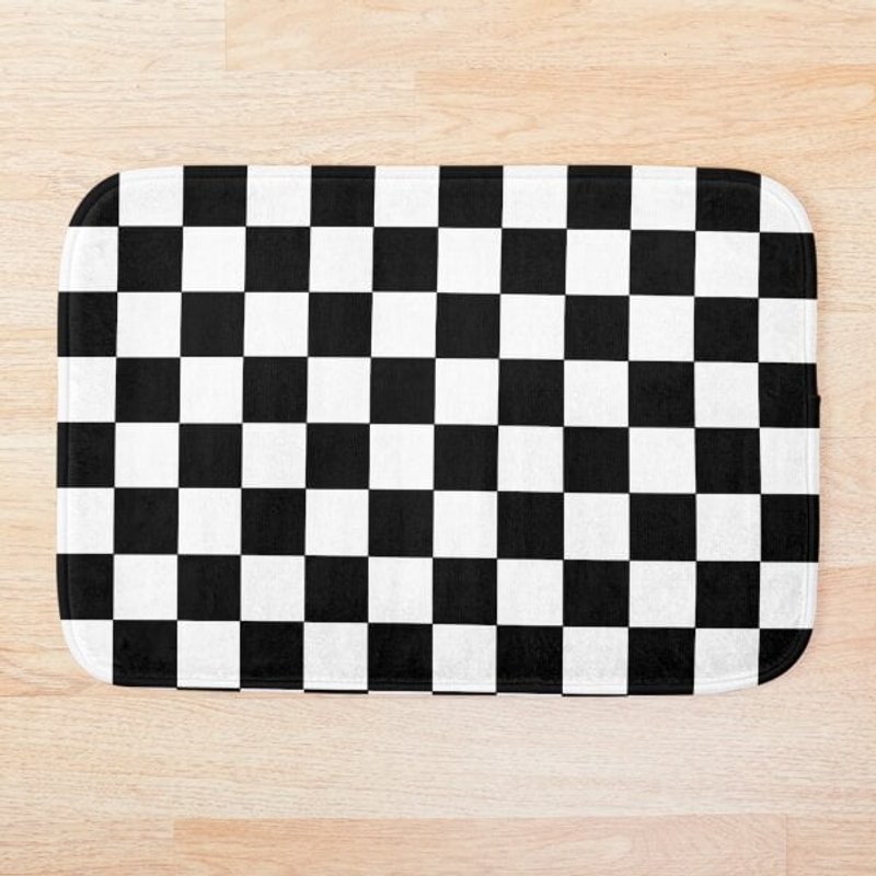 Checkered Black And White Bath Mat — Tapis