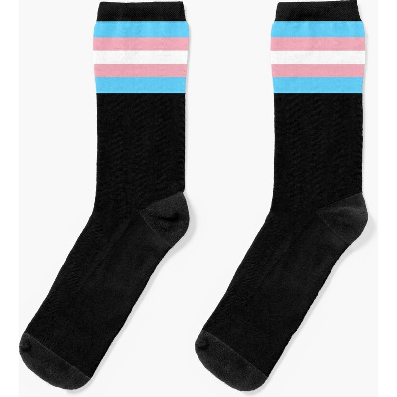 Trans Pride Flag Horizontal Stripe Socks — Novelty Socks