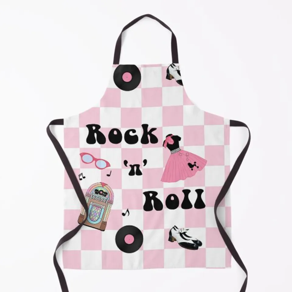 1950s Rock and Roll Poodle Skirt Pink Kitchen Apron by George Howard — Kitchen Aprons
