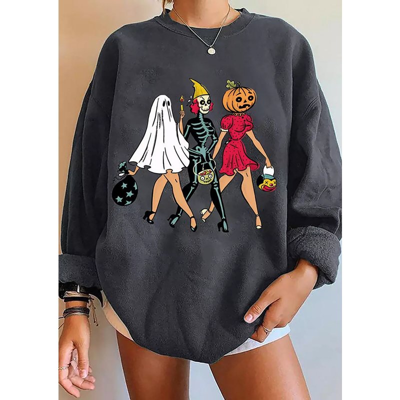 Halloween Pumpkin Face Skeleton Star Sweatshirt, Trick Or Treat Girls Sweatshirt — Sweats à capuche pour hommes