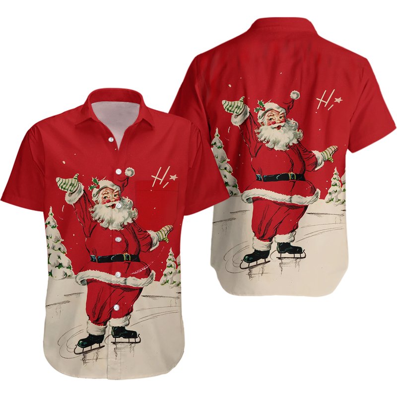 Christmas 3d Hd Xmas Pool Beach Camp Hawaiian Shirt — Chemises décontractées pour hommes