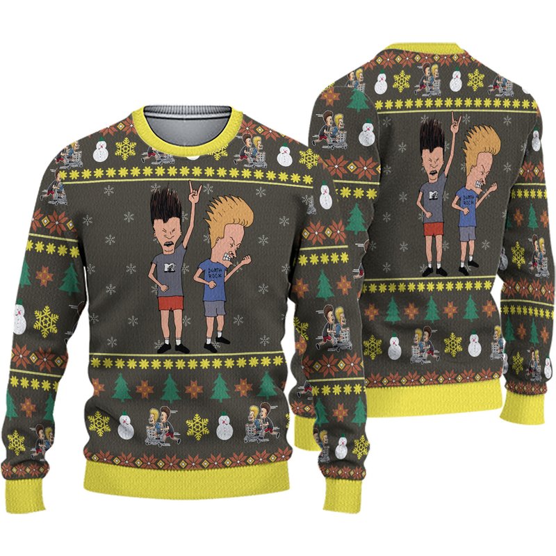 Beavis And Butt-head 3d Ugly Christmas Sweater Gift - Rock Style — Mens Sweaters