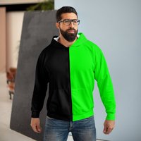 Black Neon Green Color Split 3d Zip Hoodie — Sweats à capuche pour hommes