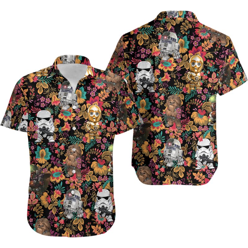 Floral Starwars Hawaiian Shirt — Chemises décontractées pour hommes