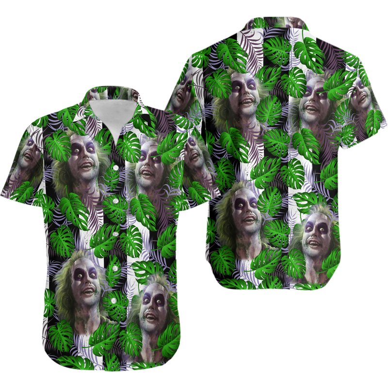 Horror Beetlejuice Aloha Hawaiian Shirt — Mens Casual Shirts