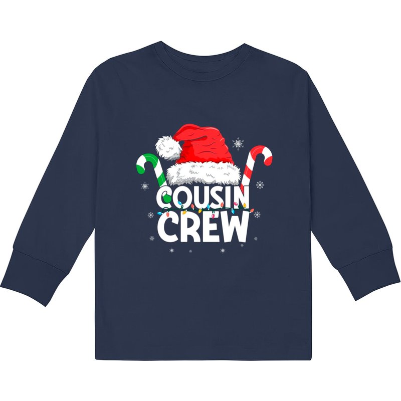 Cousin Crew Santa Family Matching Christmas Pajamas Kids Long Sleeve T-shirts