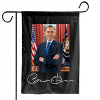 Barack Obama Signature And Portrait Garden Flags — Drapeaux décoratifs