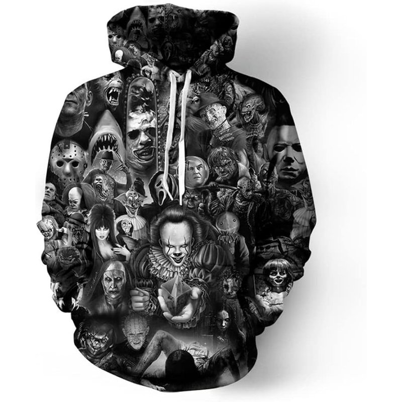 Horror Movie 3d Hoodie, Funny Character Halloween 3d Hoodie — Sweats à capuche pour hommes