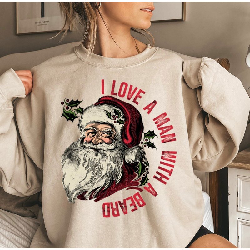 Funny Santa Beard Sweatshirt, Cute Christmas Sweatshirt, Xmas Sweater