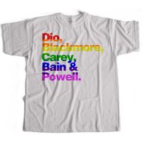 A Tribute To Rainbow Names T Shirt - Dio, Blackmore, Carey, Bain & Powell