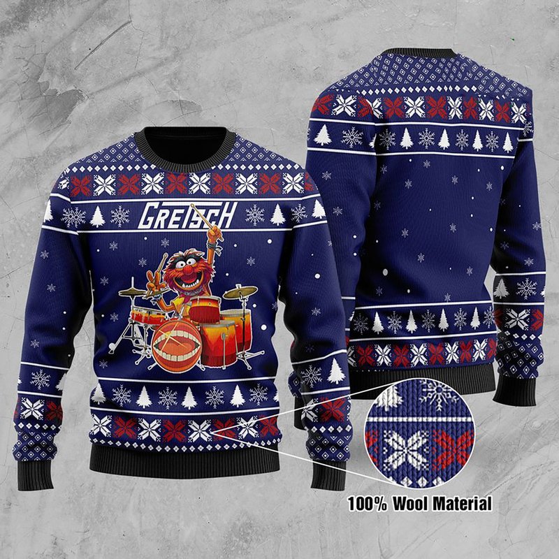 3d Gretsch Drums Ugly Christmas Sweater — Mens Sweaters