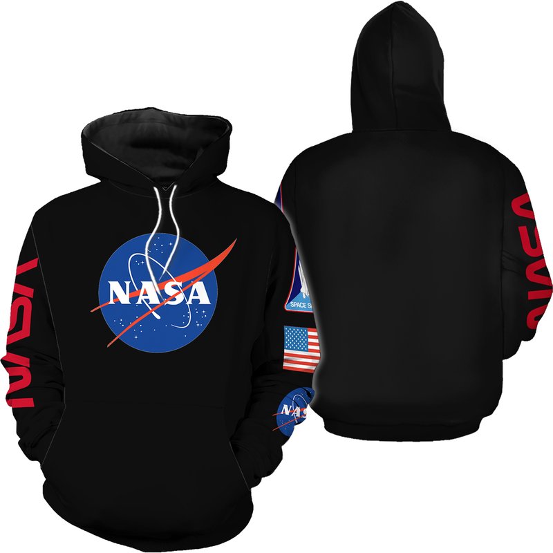 Nasa Hoodie With Sleeve Prints, Space Hoodie — Sweats à capuche pour hommes
