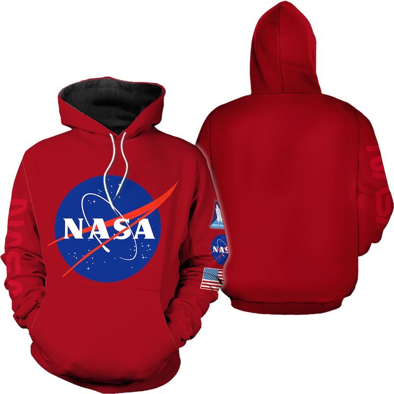 Nasa Hoodie With Sleeve Prints, Space Hoodie — Sweats à capuche pour hommes