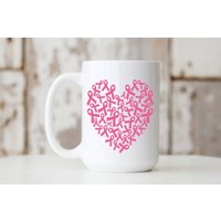 Breast Cancer Awareness Ribbon Heart Mug — Mugs & Tumblers