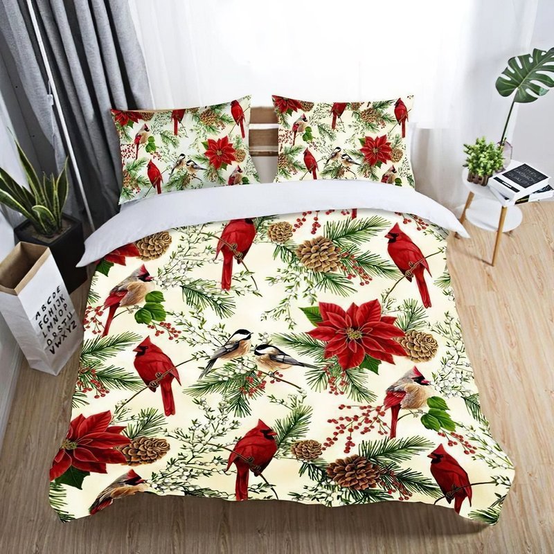 Cardinal Bird Christmas Pattern Christmas Bedding Sets