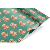 Apricot Brown Goldendoodle Puppy Wrapping Paper