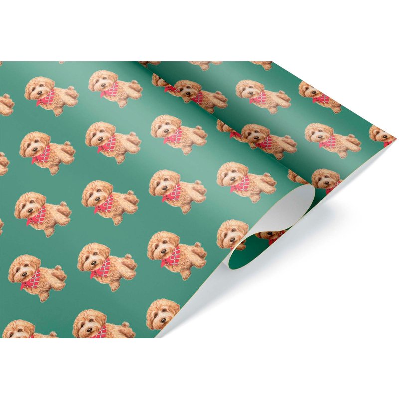 Apricot Brown Goldendoodle Puppy Wrapping Paper — Papier cadeau et fêtes