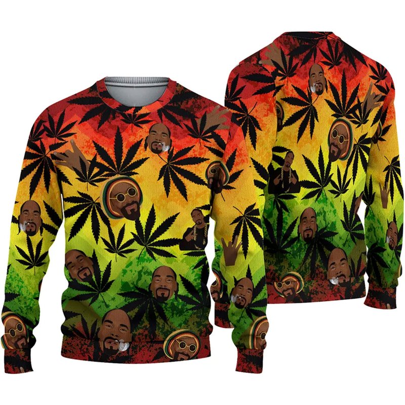 Snoop Dogg Shirt Pattern Vintage Hip Hop 90s 3d Sweater — Mens Sweaters