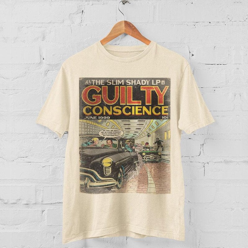 Eminem Guilty Conscience Shirt Vintage Hip Hop 90s T-shirt — T-shirts pour hommes