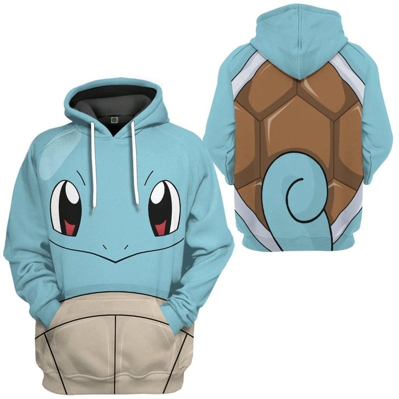 3d Squirtle Zenigame All Over Print Hoodie Apparel — Sweats à capuche pour hommes