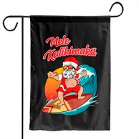 Christmas In July Hawaiian Santa Surfing Mele Kalikimaka Garden Flags — Drapeaux décoratifs