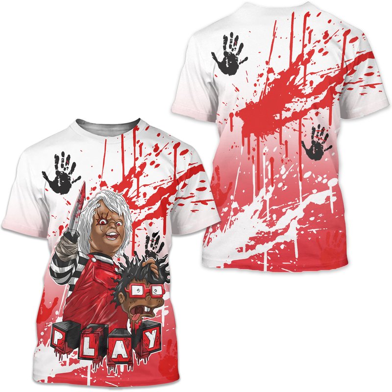 Chucky Chuckie Kills Halloween Reverse Black Toe 1s Gifts Matching 3d T-shirt — Mens T Shirts