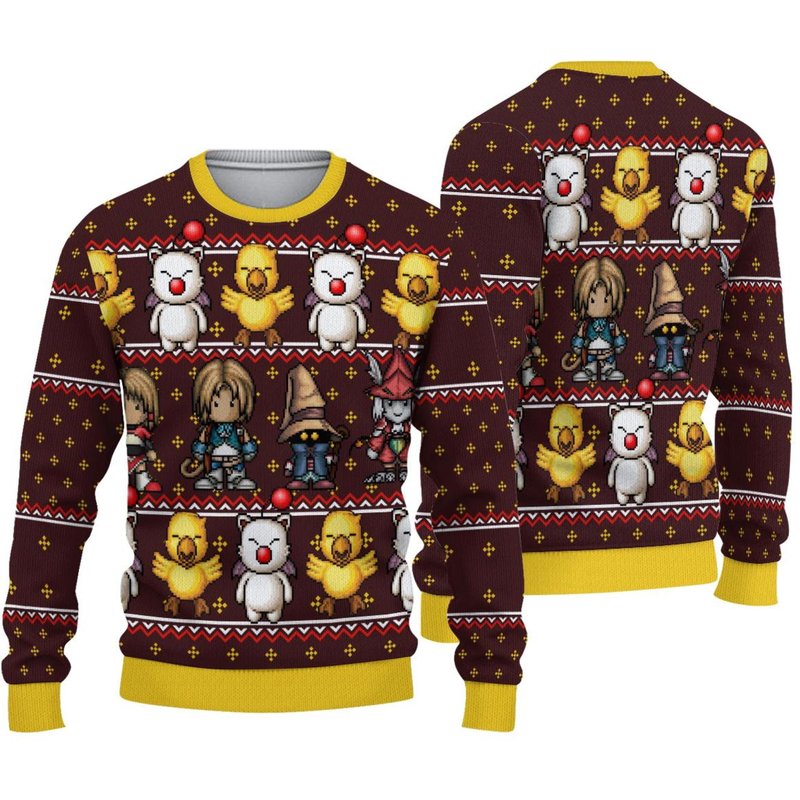 Final Fantasy Classic 8bit Ugly Christmas Sweater — Mens Sweaters