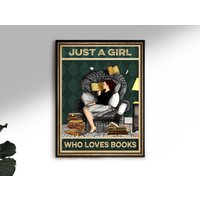 Just A Girl Who Loves Books Vintage Poster, Love Reading Vintage Poster — Affiches et impressions