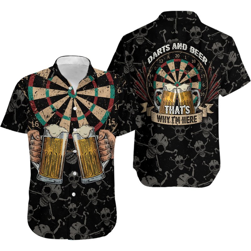 Darts And Beer That's Why I'm Here Hawaiian Shirt — Chemises décontractées pour hommes