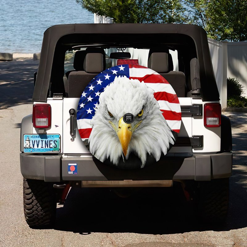 Patriot Eagl3 Usa Flag Jeep Spare Tire Cover — Accessoires pour camions