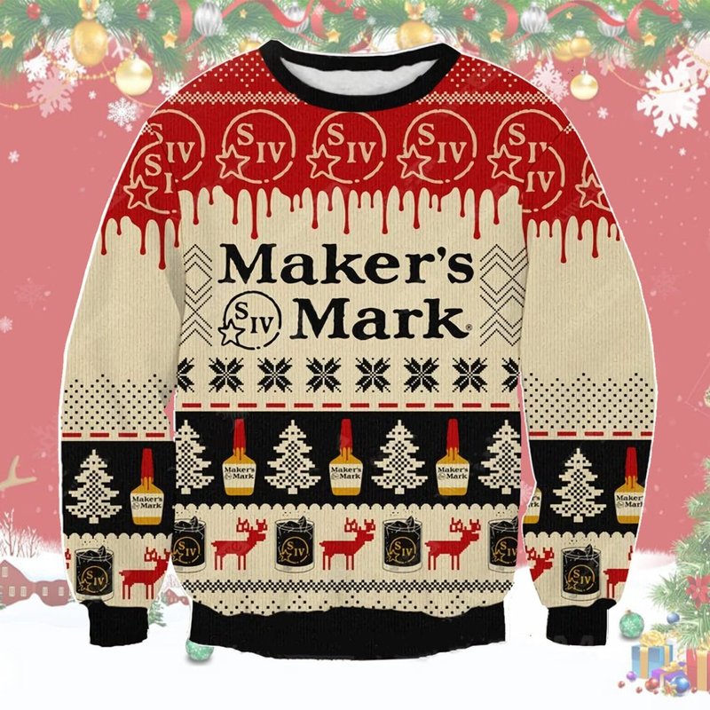 Maker's Mark Christmas Ugly Sweater Men 3d Sweater — Mens Sweaters