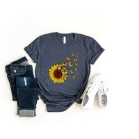 Sunflower Butterfly Shirt, Butterfly Shirts, Sunflower Shirt