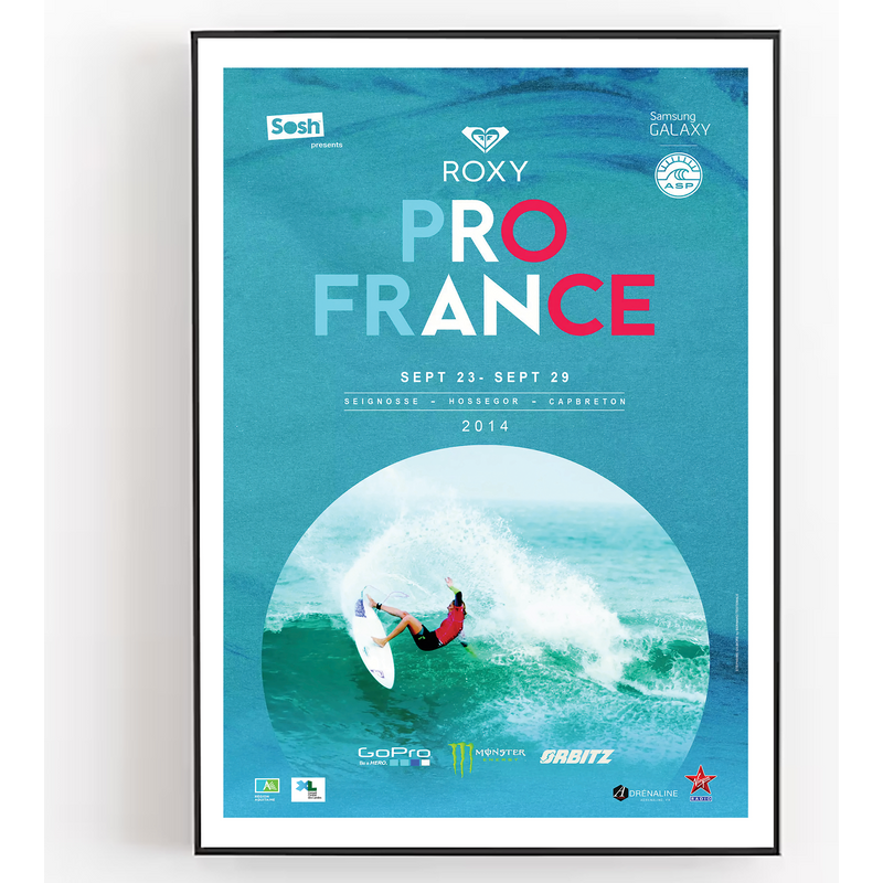 2014 Roxy Pro France Surfing Competition Vintage Surfing Poster — Posters & Prints