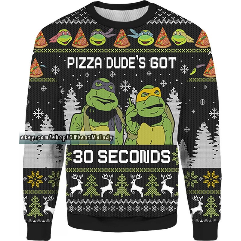 Teenage Mutant Ninja Turtles Pizza Dudes Got 30 Seconds Ugly Christmas Sweater, Tmnt Fans Ugly Sweater 3d All Over Print, 3d Gift Shirt — Chandails pour hommes