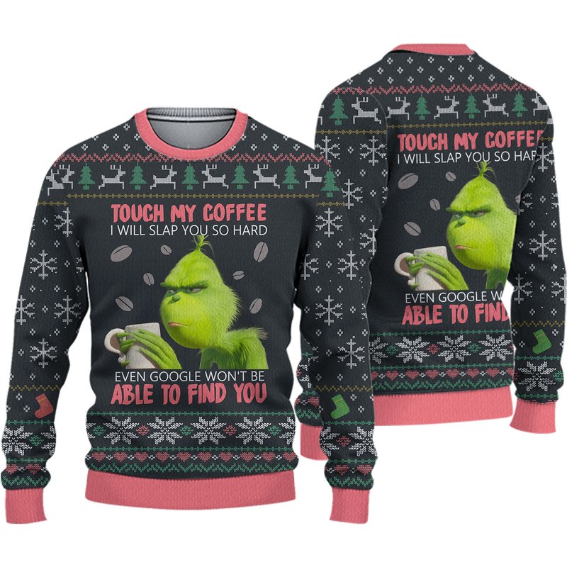Grinch Don't Touch My Coffee Ugly Christmas Sweater — Chandails pour hommes