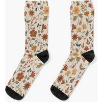 Fall Foliage Floral And Leaf Print Mustard, Orange, Rust Socks — T-shirts pour hommes