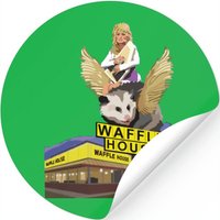 Dolly Parton Riding A Winged Possum Over Waffle House Stickers