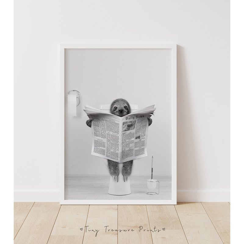 Sloth Wall Art, Funny Bathroom Print, Toilet Poster, Bathroom Art, Sloth Poster — Affiches et impressions