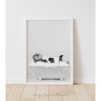 Otter Bathing Poster: Funny Bathroom Art