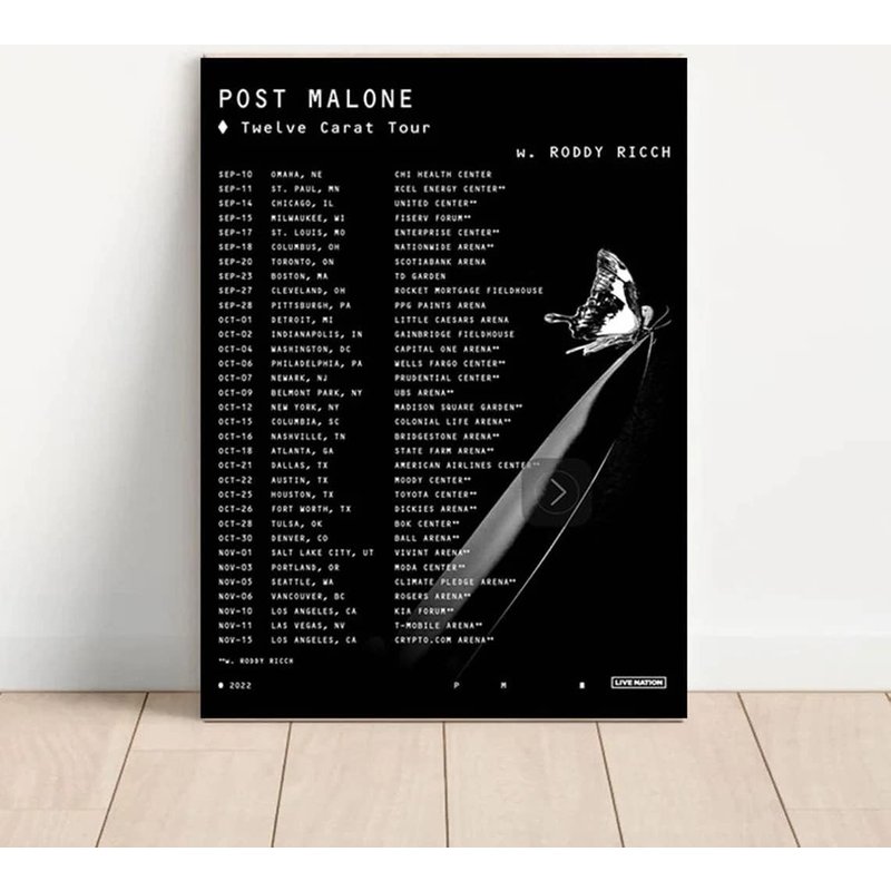 Post Malone Twelve Carat Tour 2022 Poster, Gift For Fan — Affiches et impressions